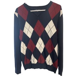 Tommy Hilfiger V-Neck Argyle Sweater Medium